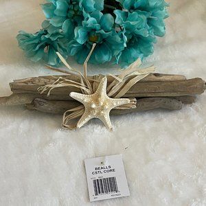 Beach Decor Raffia Wrapped Driftwood with Starfish